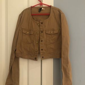 H&M Tan Beige Cropped Jean Jacket